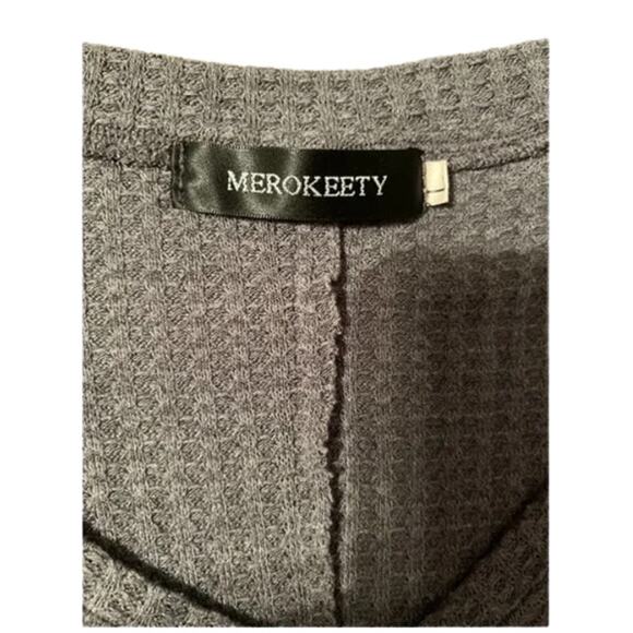 Merokeety Gray Thermal And Lace Long Sleeve Tunic Top Size Large - Picture 8 of 9